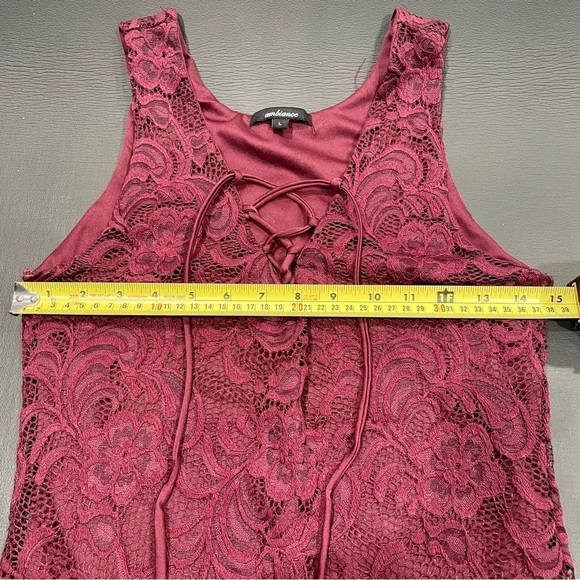 Ambiance Dark Red Lace Dress - Picture 8 of 8